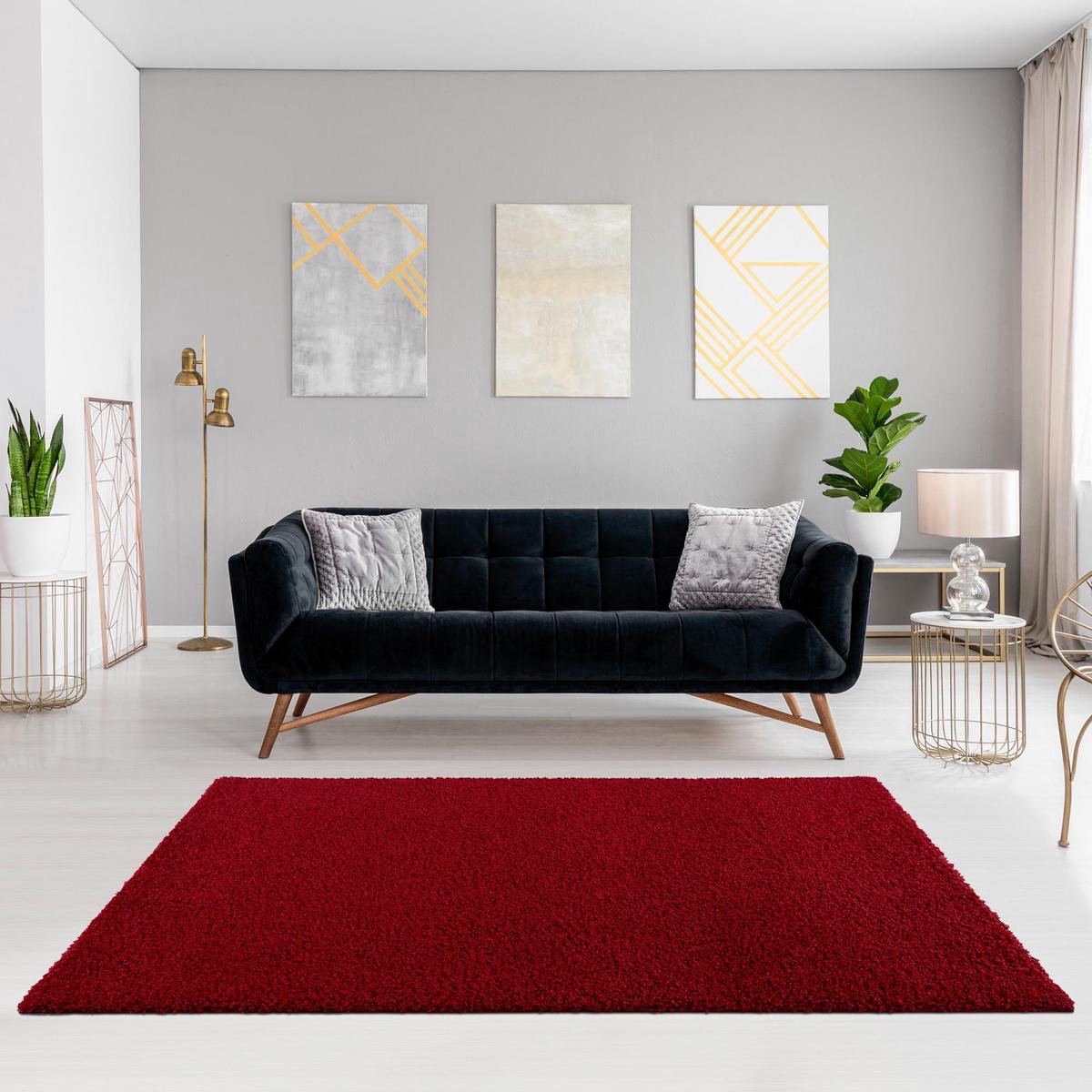 Loca Shaggy Vloerkleed Rood - 160x230 CM - Hoogpolig vloerkleed - Tapijt Woonkamer, Slaapkamer