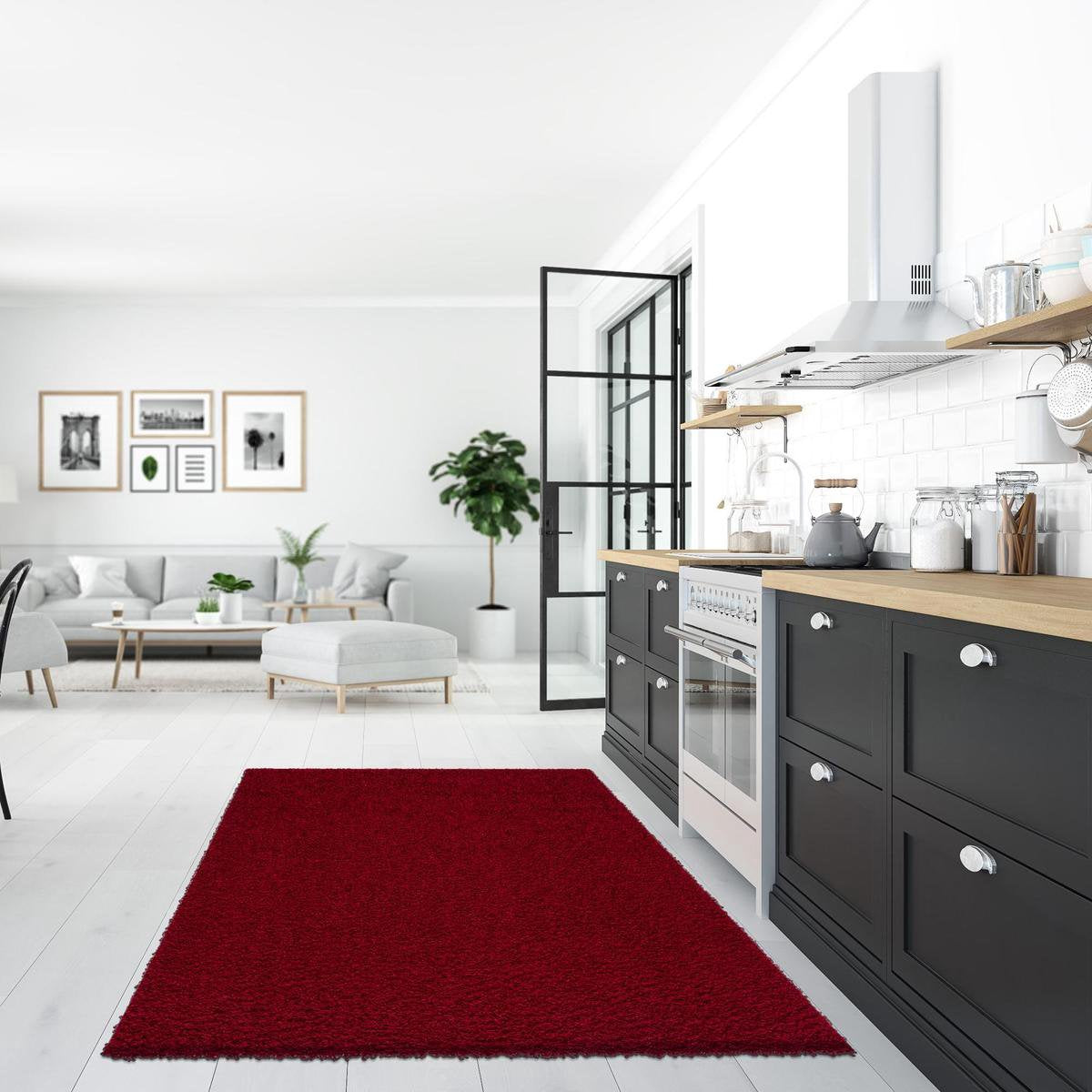 Loca Shaggy Vloerkleed Rood - 160x230 CM - Hoogpolig vloerkleed - Tapijt Woonkamer, Slaapkamer