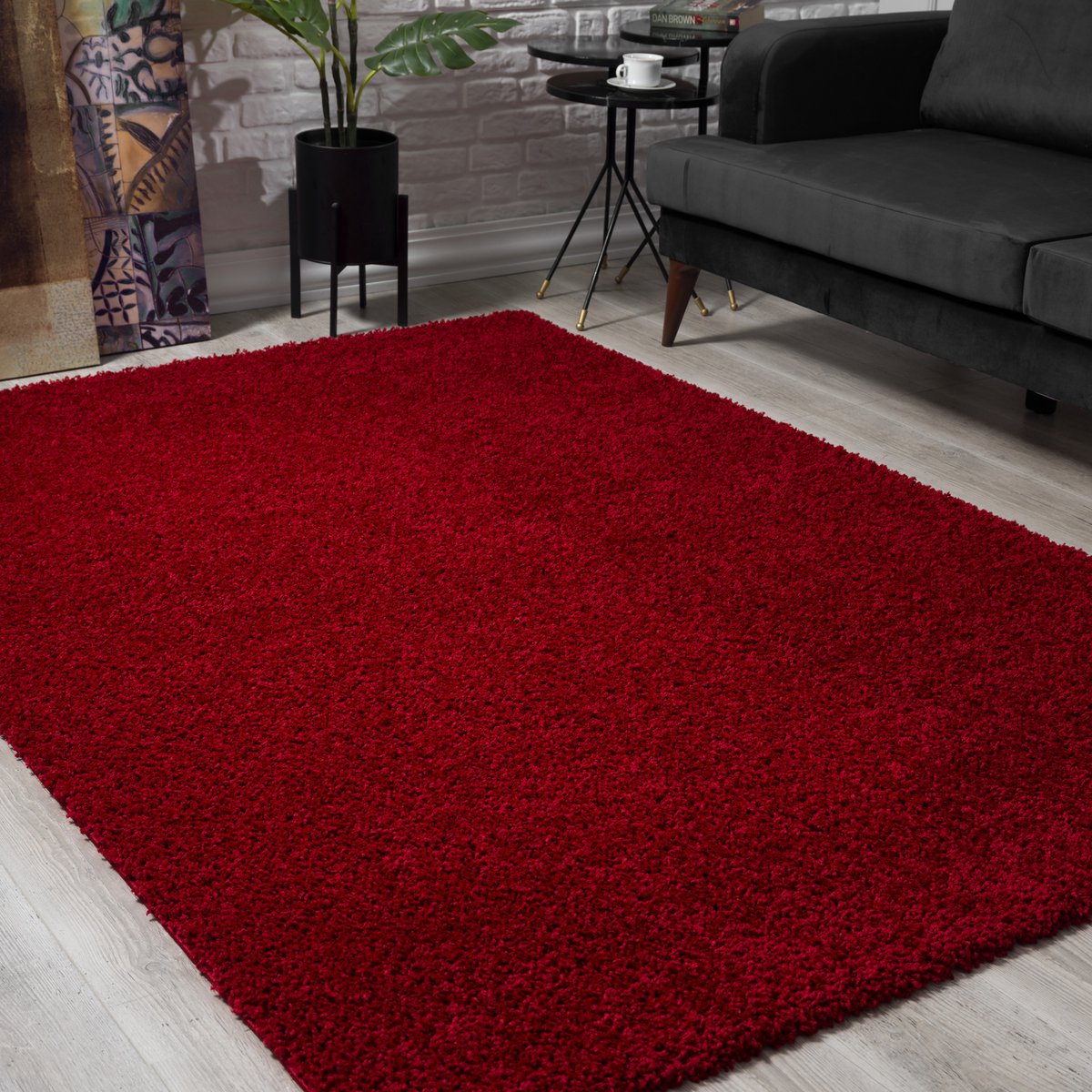 Loca Shaggy Vloerkleed Rood - 160x230 CM - Hoogpolig vloerkleed - Tapijt Woonkamer, Slaapkamer