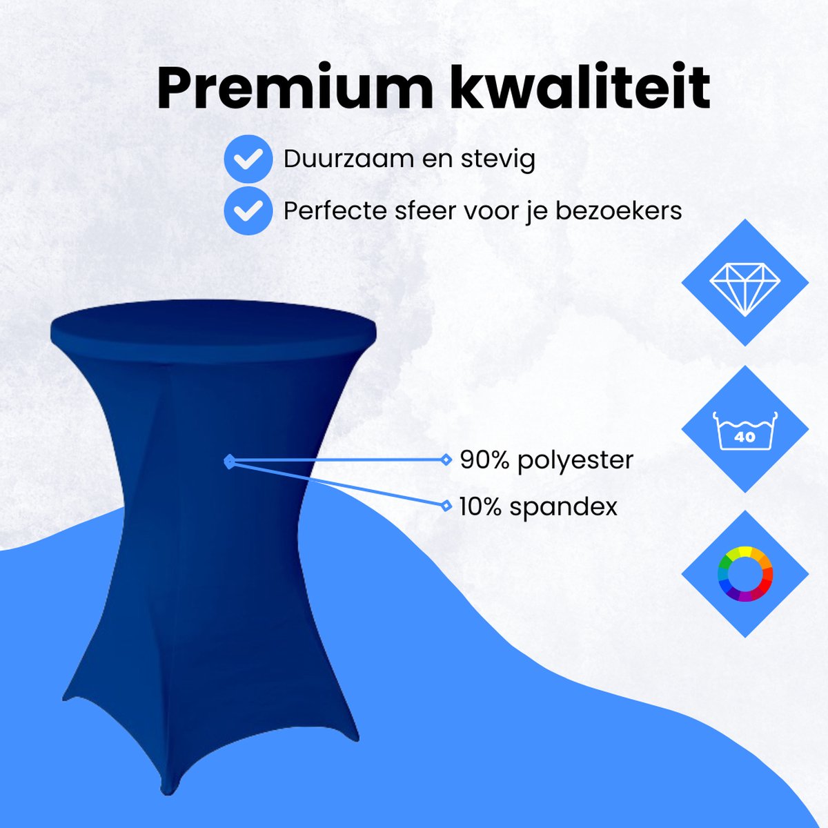 Statafelrok Blauw 4x – Extra dik & Sterk – Ø80-85 x 110 cm – Tafelhoezen voor Statafel – Partytafel Tafelrok – Stretch 4 stuks Statafelhoes - Sta Tafel Hoes - Staantafelhoes – Trouwerij - Robuust en weerbestendig – Cocktailparty