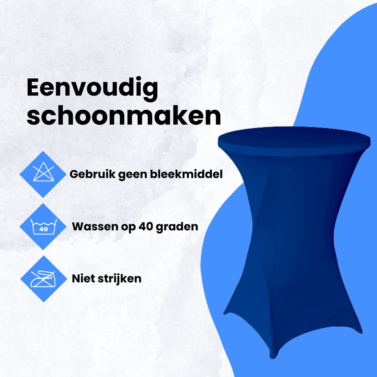 Statafelrok Blauw 4x – Extra dik & Sterk – Ø80-85 x 110 cm – Tafelhoezen voor Statafel – Partytafel Tafelrok – Stretch 4 stuks Statafelhoes - Sta Tafel Hoes - Staantafelhoes – Trouwerij - Robuust en weerbestendig – Cocktailparty