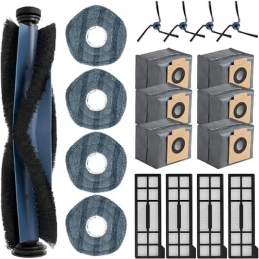 Reserveaccessoires voor Eufy X10 Pro Omni stofzuigerrobot, 1 hoofdborstel, 6 stofzakken, 4 HEPA-filters, 4 dweilen, 4 zijborstels
