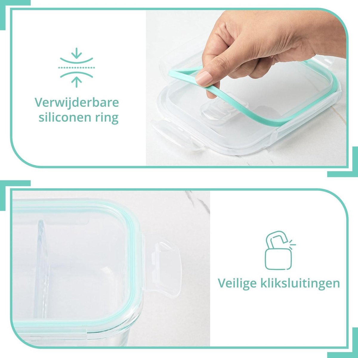 Glass Meal Prep Containers - 2 Compartments & Lids - Food-Grade BPA-Free - Leakproof & Airtight - Microwave Freezer Dishwasher Safe (5 Pack) Meal prep bakjes