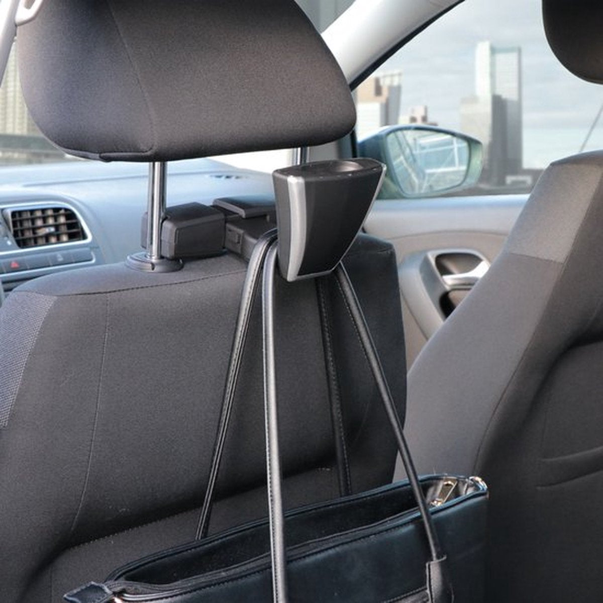 Luxury Car Headrest Hanger - Black - Chrome