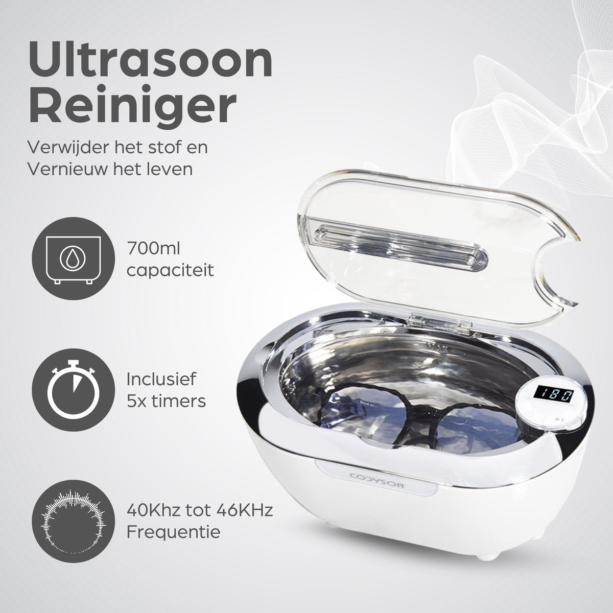 Ultrasone Reiniger 700 ml - Kunstgebittenreiniger - Mondbeugelreiniger - Ultrasonic Cleaner - ultrasone reiniger - sieraden - brillen