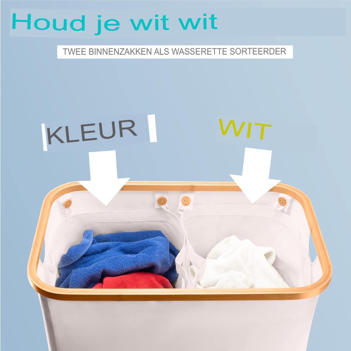 Dubbele Wasmand - Wasmand 2 Vakken - Waszak