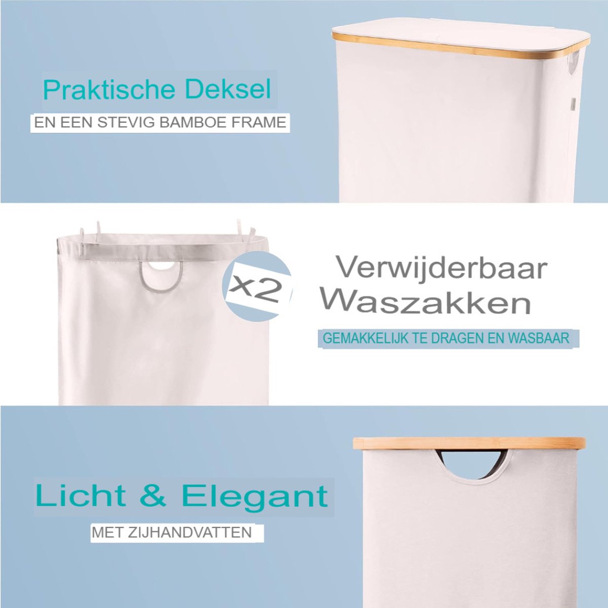 Dubbele Wasmand - Wasmand 2 Vakken - Waszak