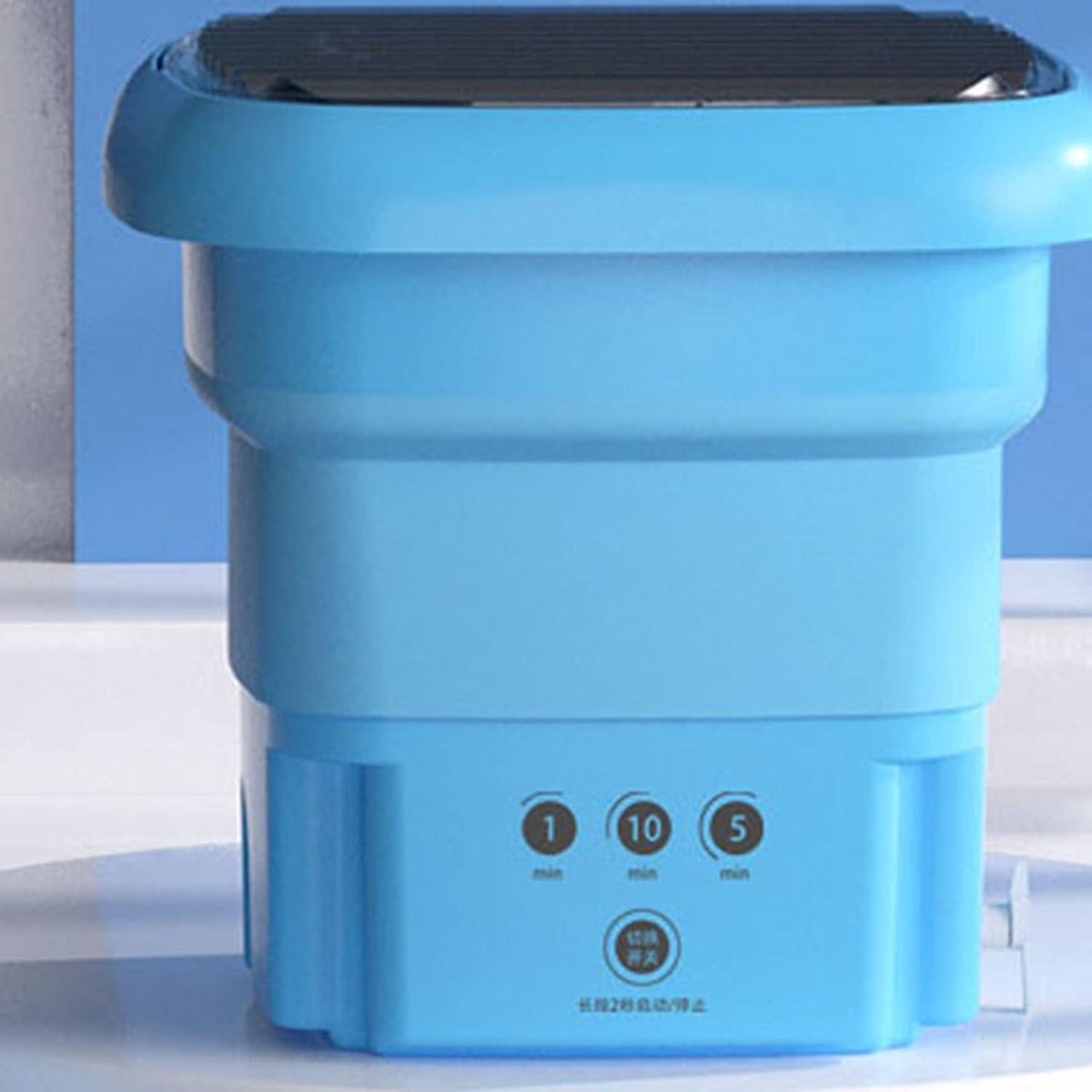 Mini Portable Foldable Washing Machine and Dryer Combo with Blue Light - Drain Basket Tube - Underwear - Socks - Baby Clothes - Travel - Camping - RV - Dorm - Apartment - Blue - Mini Washing Machine