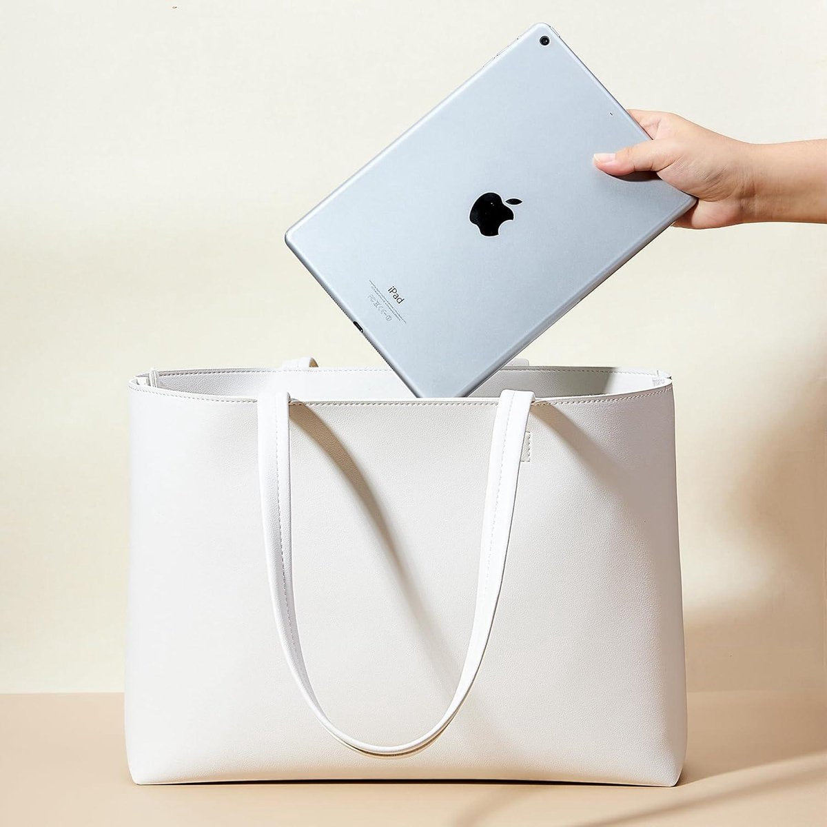 Large Shopper Bag for Women - Waterproof PU Leather Handbag with Zipper for Work and Travel Zipper Tote Bag