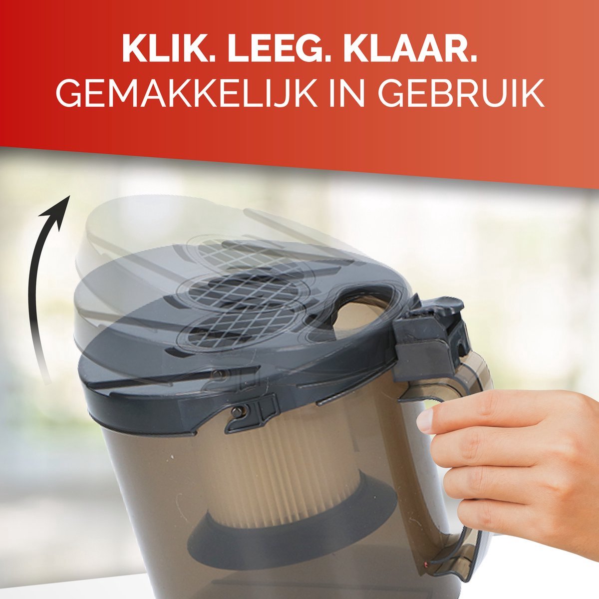 Royalty Line Zakloze Stofzuiger - 2 Liter - Cycloonstofzuiger - Stofzuigers - 5 Niveaus Filtering - Sterke Zuigkracht - Compact en Licht - Gemakkelijk Schoon Te Maken - Rood