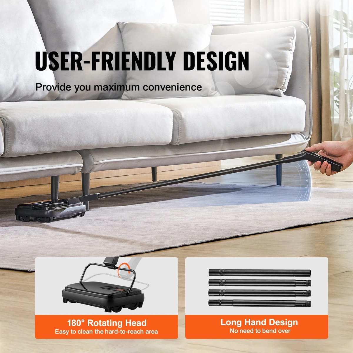 Carpet cleaner - Stain remover - Carpet sweeper - Floor cleaning - 300ml - Vacuum cleaner - With collection tray - Cordless