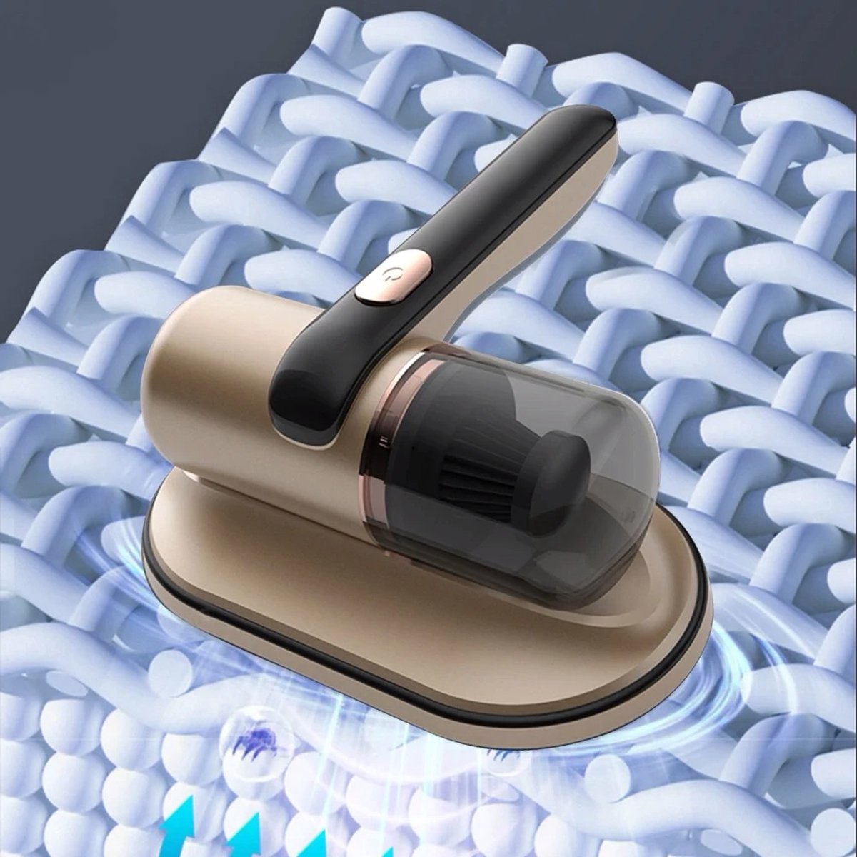 Dust Mite Vacuum Cleaner - UV Lamp Sterilizer - Mattress, Carpet, Furniture, Chair & Sofa Cleaner Device - Bacteria, Mite & Mold Fighter - Bagless - USB-C Charger - Gold