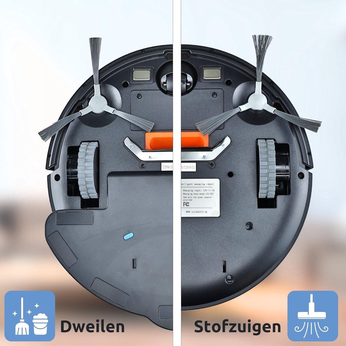 Robotstofzuiger - Dweilfunctie - Compatibel met Alexa - 2 uur batterijduur - App-bediening - 2000pa - Klimfunctie van 15º - Hepa filter - Huishouden - Zwart -