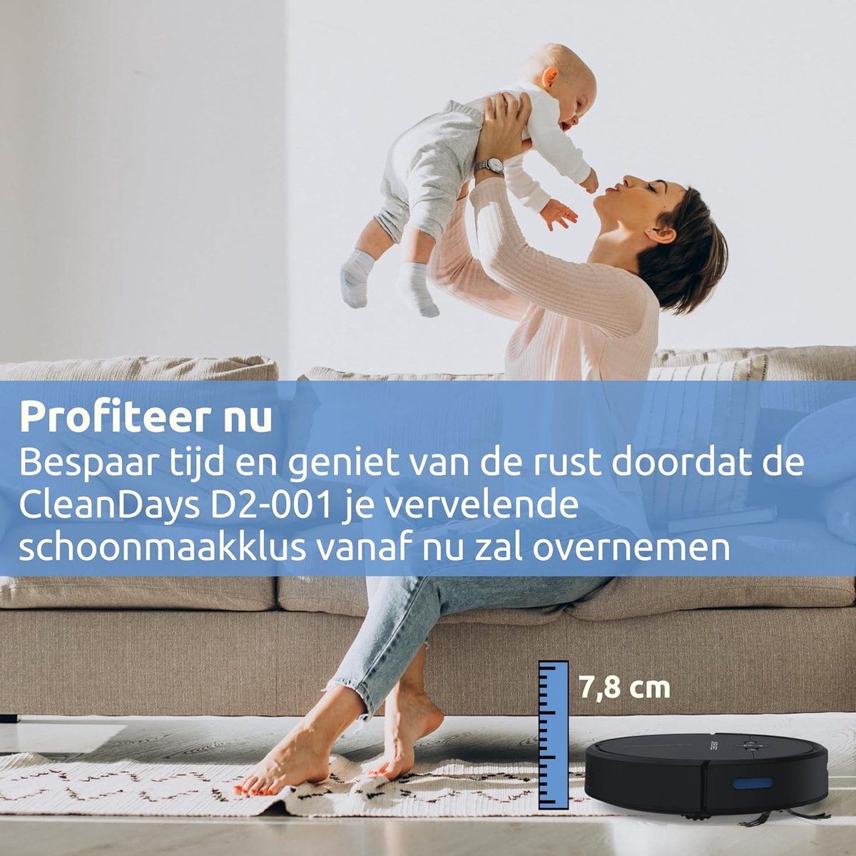 Robotstofzuiger - Dweilfunctie - Compatibel met Alexa - 2 uur batterijduur - App-bediening - 2000pa - Klimfunctie van 15º - Hepa filter - Huishouden - Zwart -