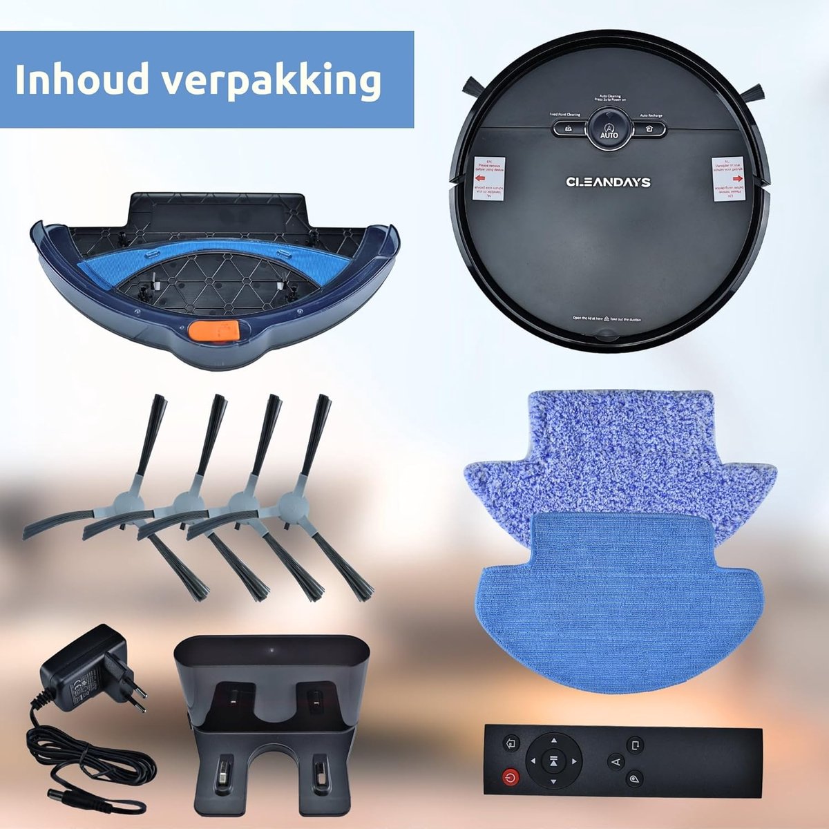 Robotstofzuiger - Dweilfunctie - Compatibel met Alexa - 2 uur batterijduur - App-bediening - 2000pa - Klimfunctie van 15º - Hepa filter - Huishouden - Zwart -