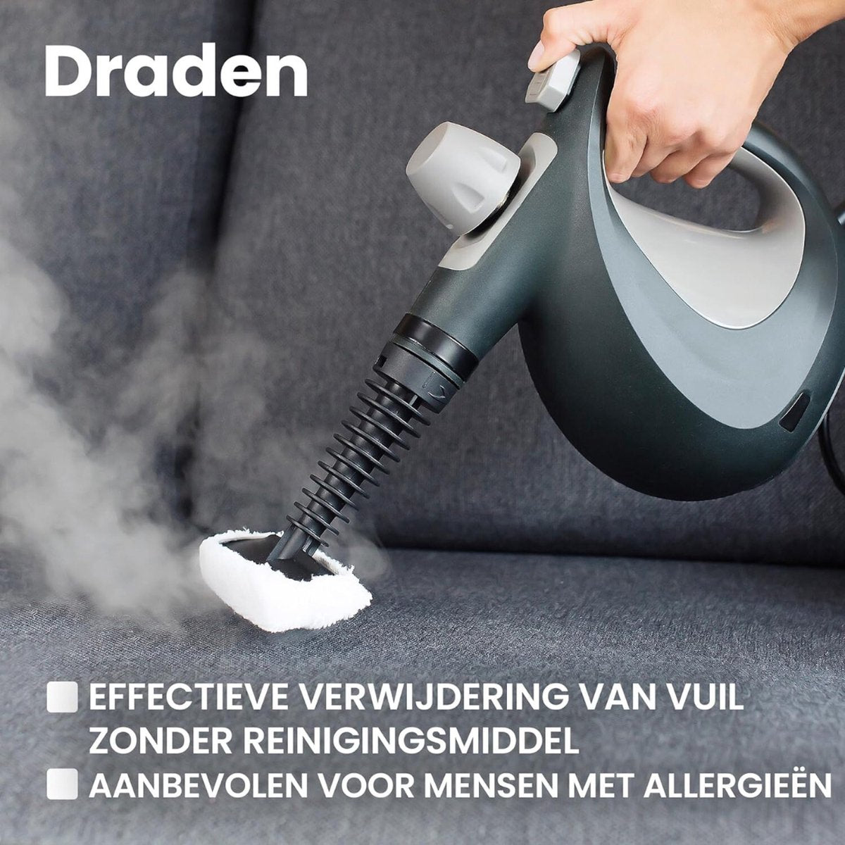 Stoomreiniger - Handstoomreiniger - Veelzijdig - Multifunctioneel - Incl. 9 Accessoires - Zwart