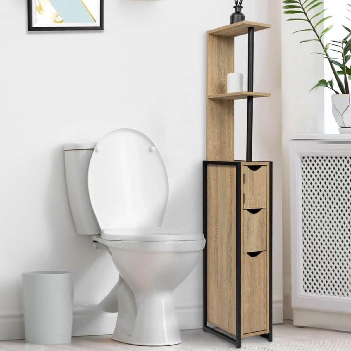 WC-kast met 3 deuren Detroit met planken in industrieel design