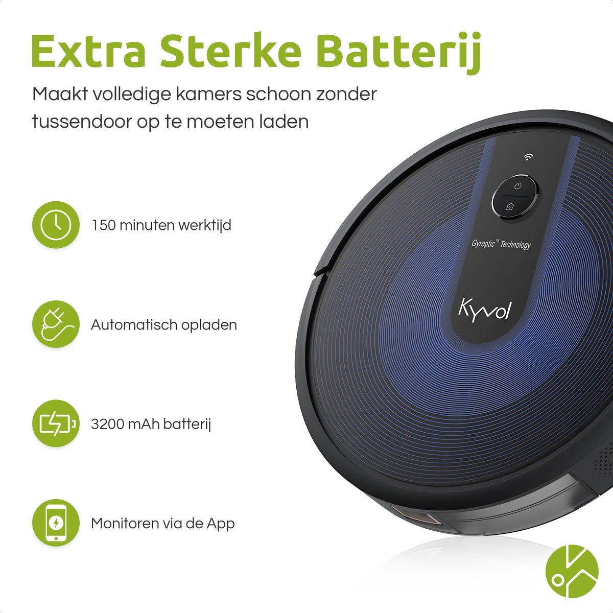 Kyvol E31 smart robotstofzuiger/dweilrobot met oplaadstation - zwart