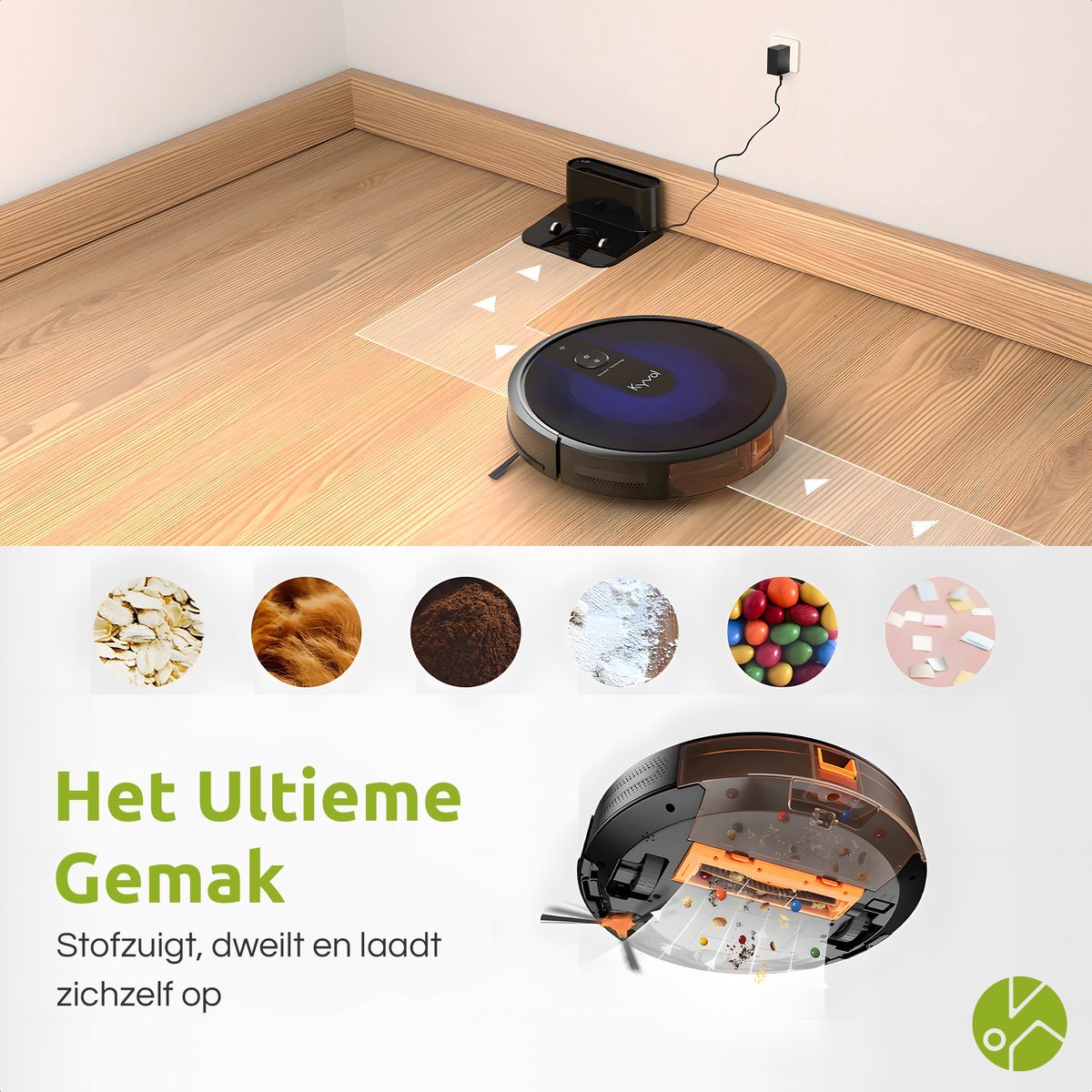 Kyvol E31 smart robotstofzuiger/dweilrobot met oplaadstation - zwart
