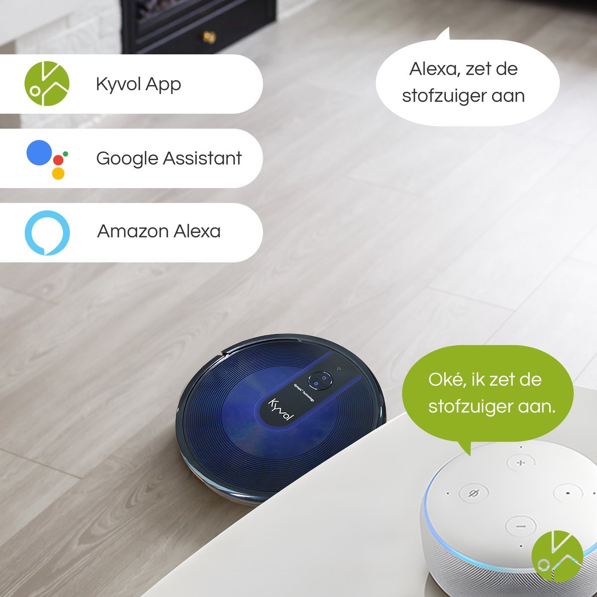 Kyvol E31 smart robotstofzuiger/dweilrobot met oplaadstation - zwart