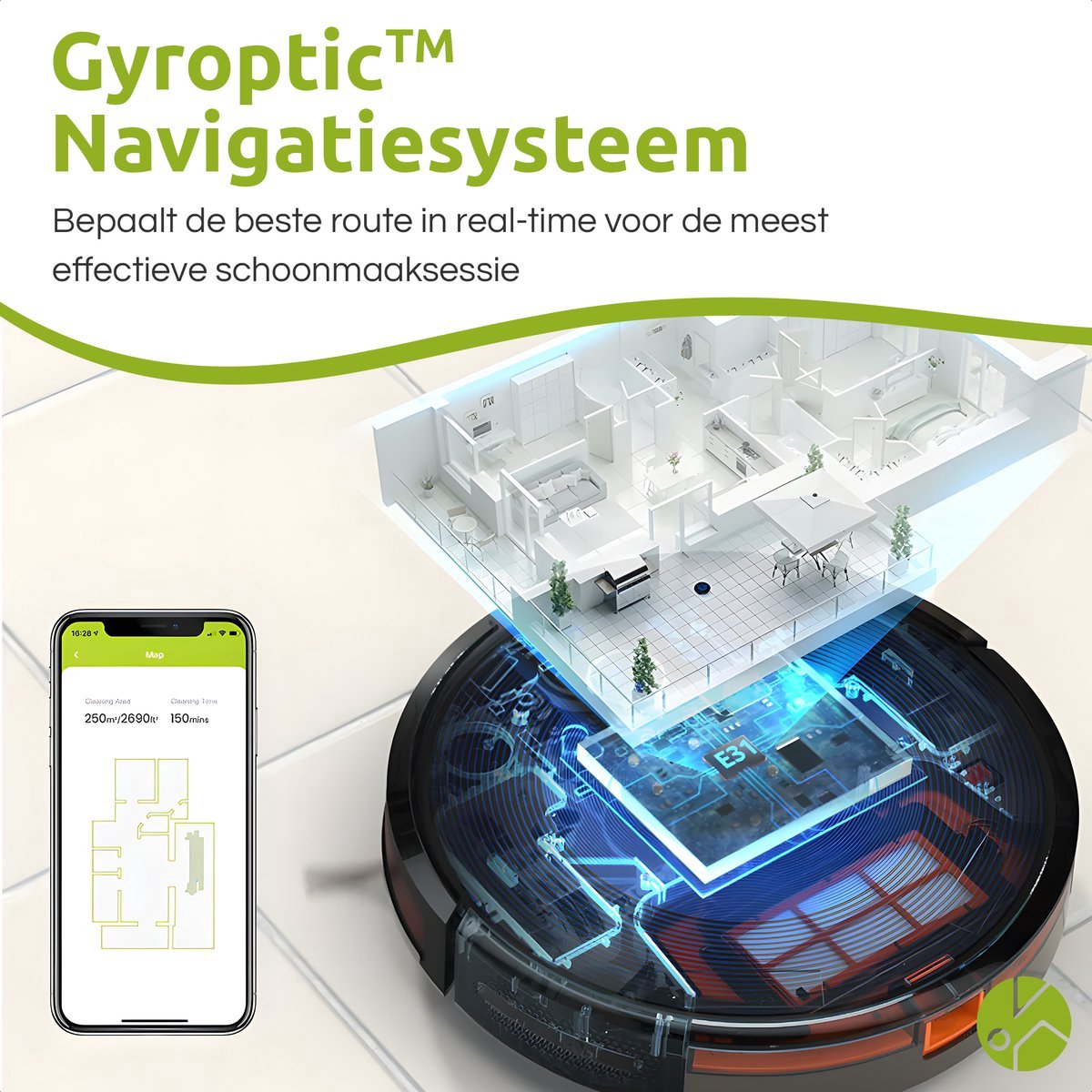 Kyvol E31 smart robotstofzuiger/dweilrobot met oplaadstation - zwart