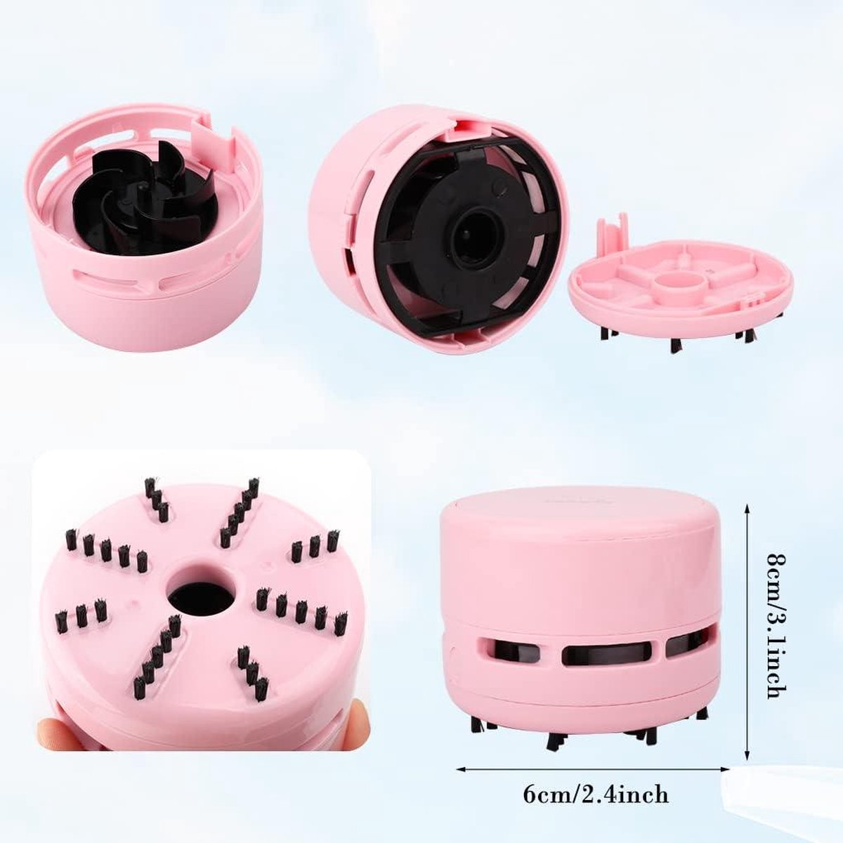 Mini stofzuiger - draadloze tafelstofzuiger - Roze