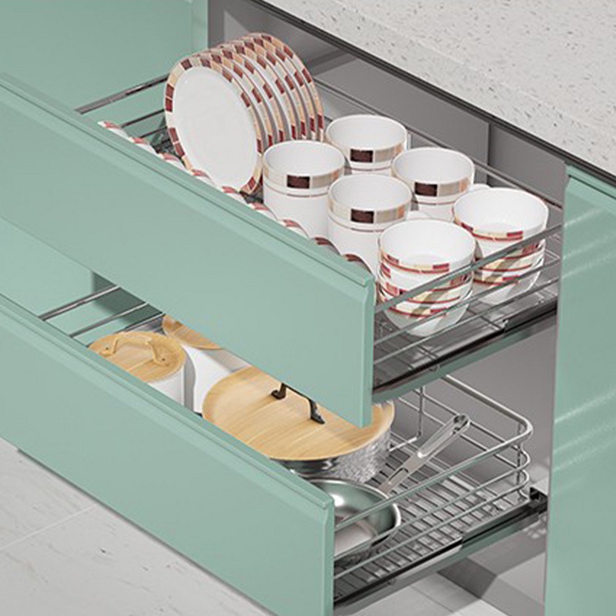 2x Telescopische lade voor keuken- en slaapkamerkasten - Keukenlade - Schuiflade - Voor 30 cm kastbreedte - 215 x 445 x 135 mm