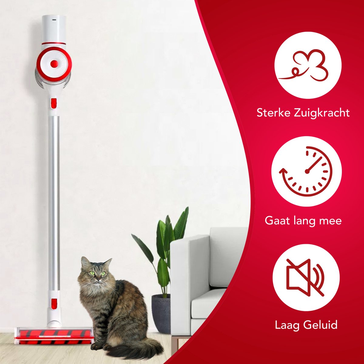 Lucky's Products Draadloze Steelstofzuiger - Snoerloos - Zonder Zak - En Kruimeldief - Oplaadbaar - 0,7L Inhoud