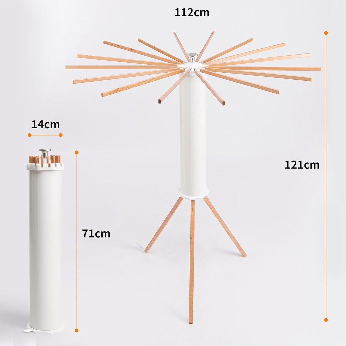wasrek - droogrek - wasrek inklapbaar - droogrek inklapbaar - droogtoren - mooi design - makkelijk op te bergen - wit / hout