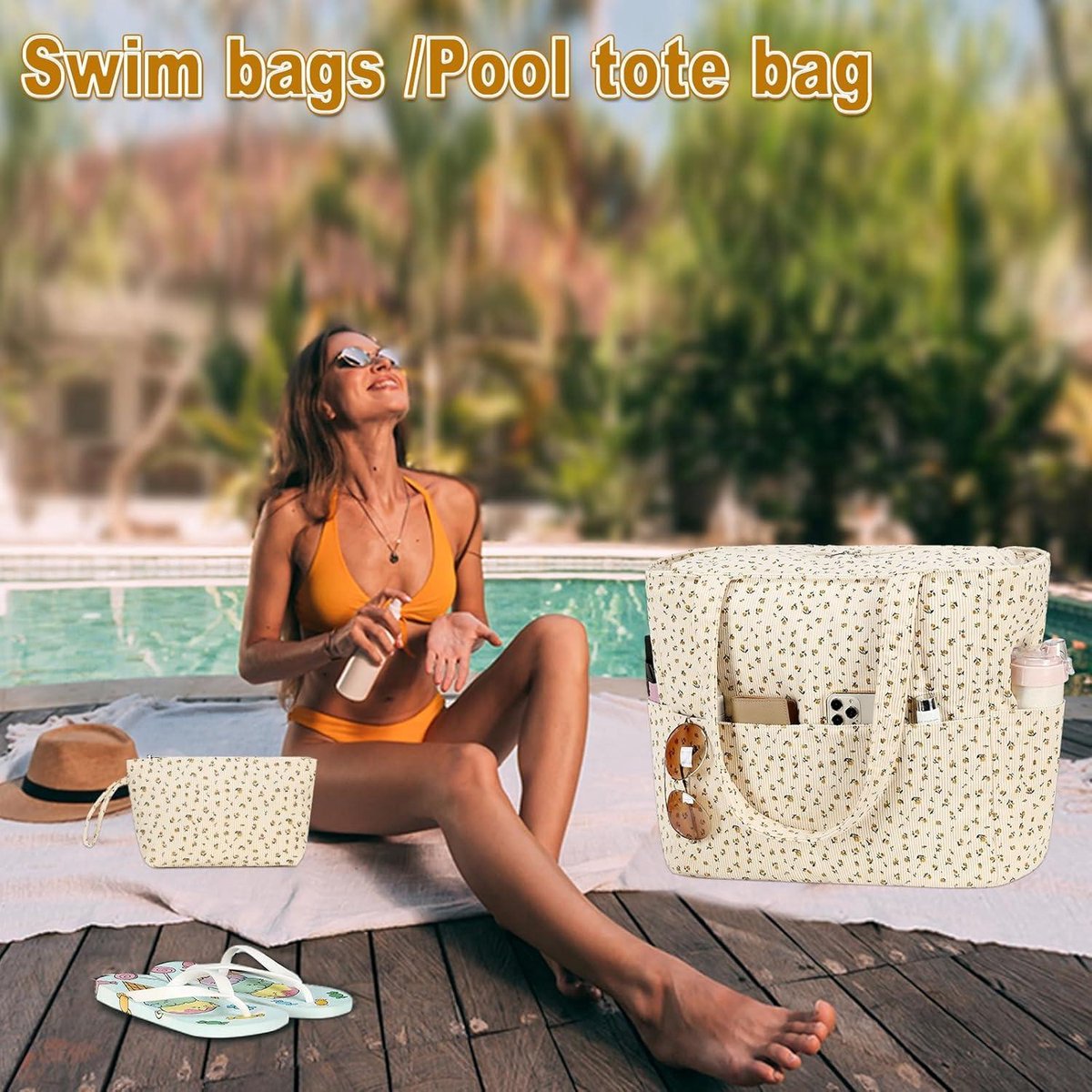 Large strandtas dames - schoudertas met ritssluiting - waterdicht en zanddicht - handtas voor gym en zwembad - met nat vak - reizen zwembad Tote bag met rits