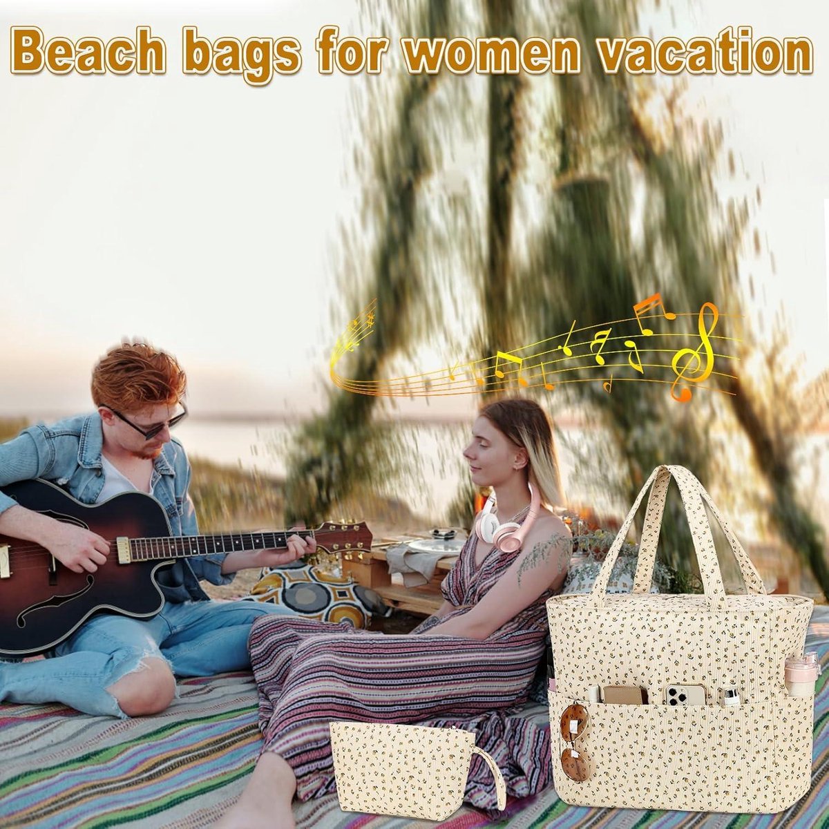 Large strandtas dames - schoudertas met ritssluiting - waterdicht en zanddicht - handtas voor gym en zwembad - met nat vak - reizen zwembad Tote bag met rits
