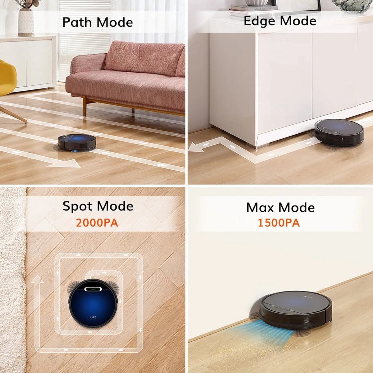 Robotstofzuiger - Moederdag Cadeau - ILIFE B5 Max - App-bediening - Robotstofzuiger Met Laadstation - 2000Pa - Slank - 76 mm - Stofzuiger - 120 minuten - G Slam-navigatiesysteem - Zwart