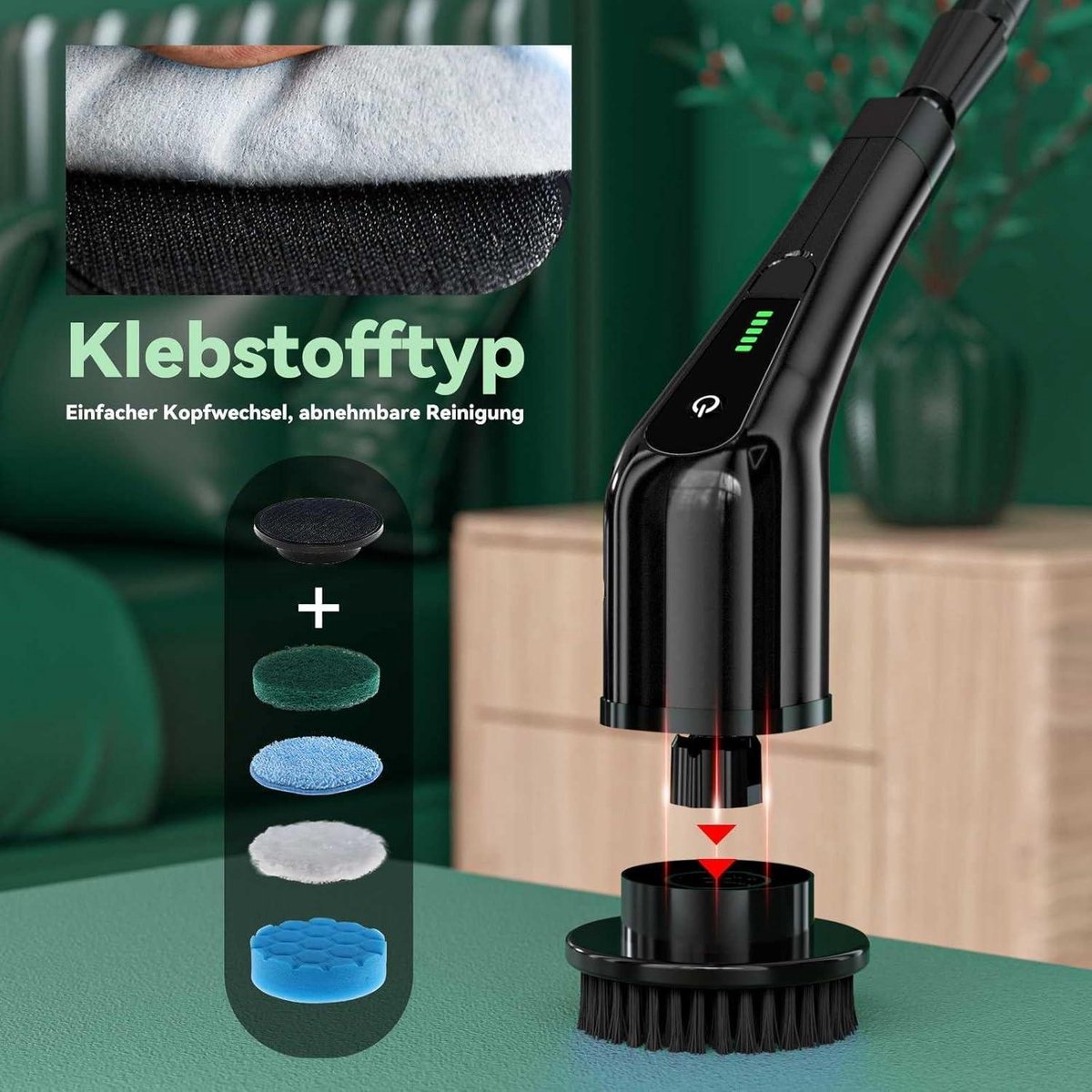 Elektrische Reinigingsborstel 2024 Electric Spin Scrubber draadloos - 7 verwisselbare borstelkoppen - 120-180 minuten looptijd - verstelbare handgreep met display - badkamer tegelvloer Reinigingsmachine
