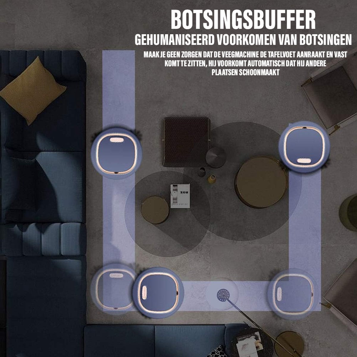 Robotstofzuiger met dweilfunctie - Robotstofzuiger huisdieren - Slimme navigatie - Zwart - Veegfunctie - Geschikt voor honden- en kattenharen - Dweilfunctie