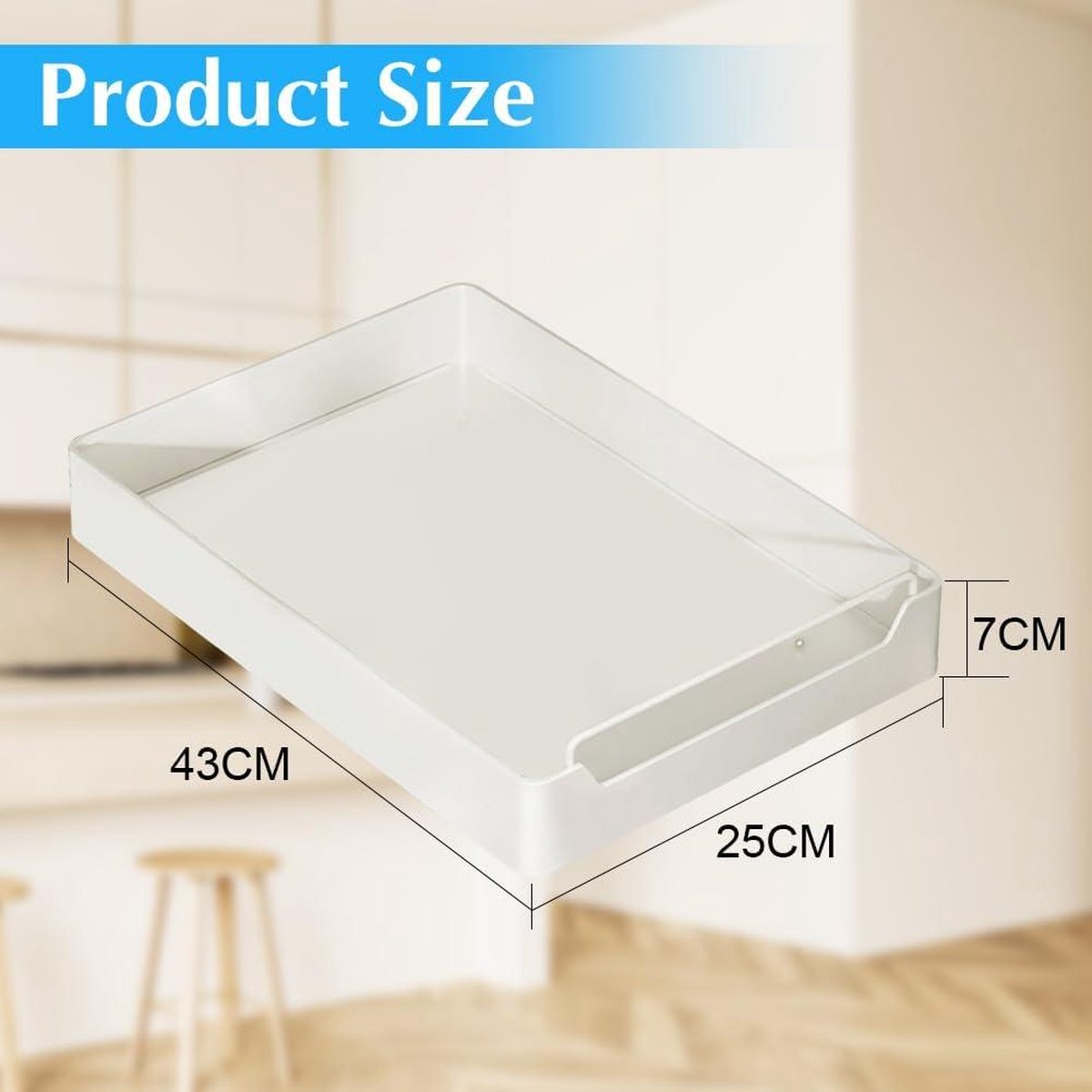 Telescopische lade mand keukenkast organizer - uittrekbare kasten - keuken badkamer - 25 cm breed x 43 cm diep x 7 cm hoog