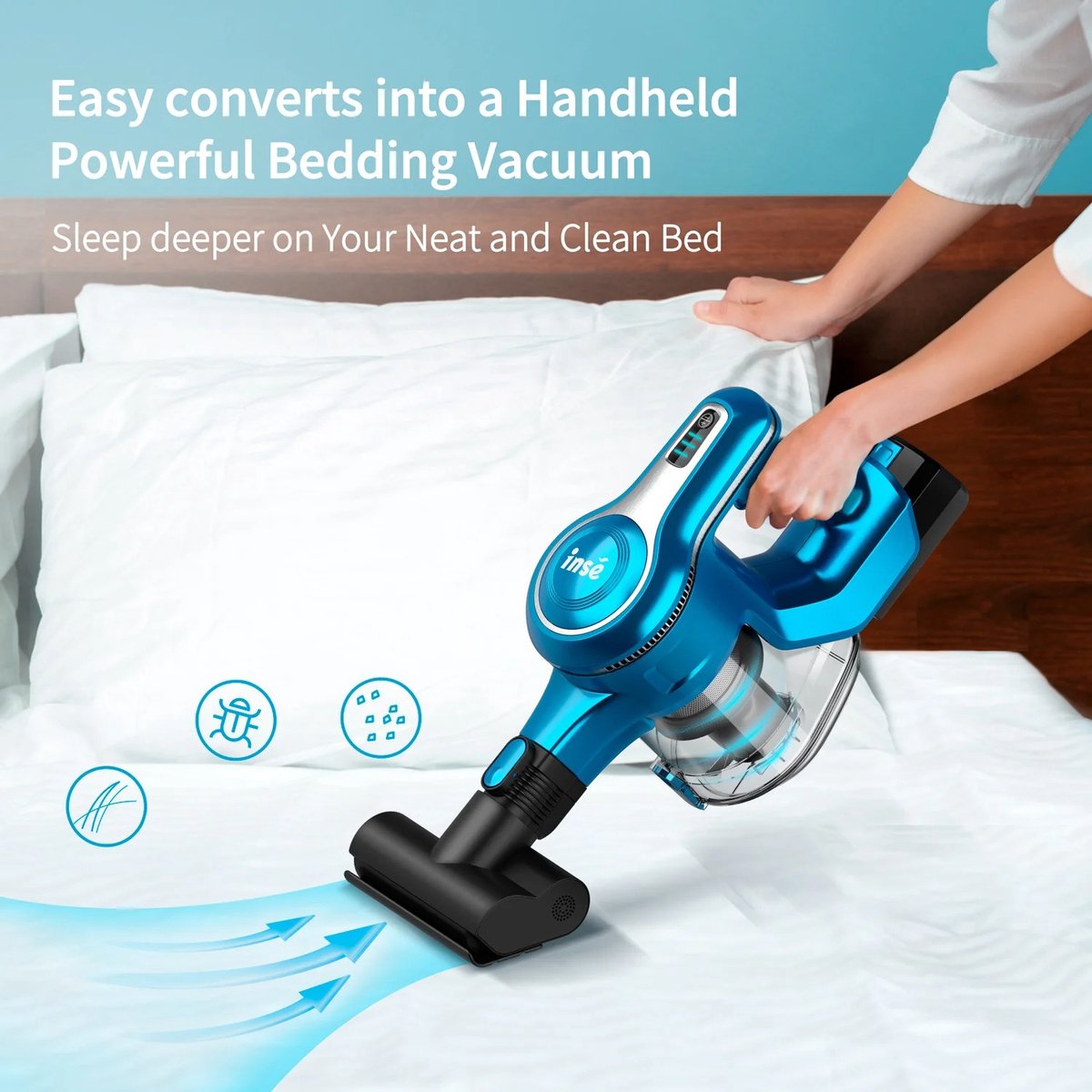 Handstofzuiger met steel - Draadloze steelstofzuiger - Handheld Vacuum Cleaner - Afneembare kruimelzuiger - Kruimeldief - 220 volt - 250W