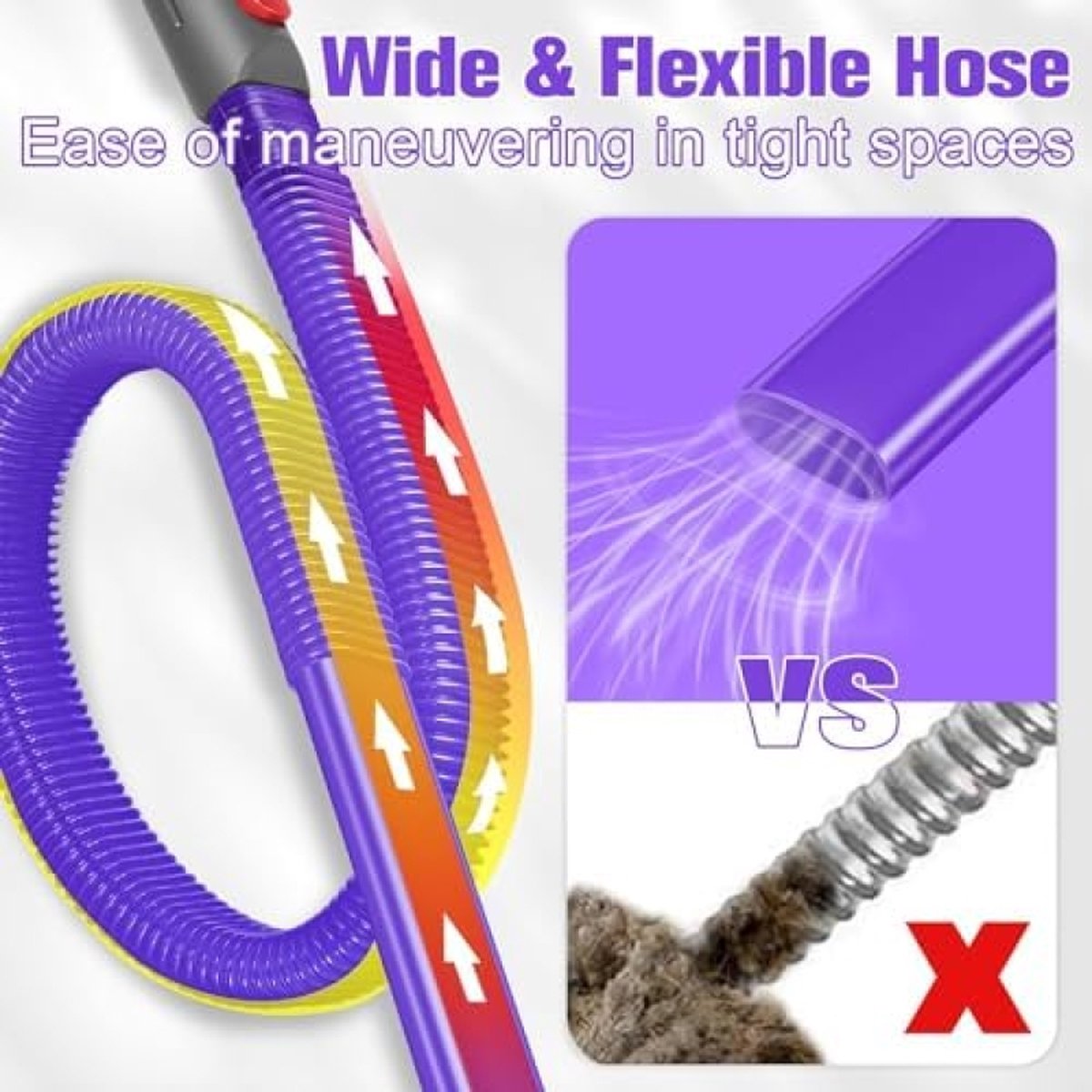 Flexible Crevice Nozzle for Dyson V15, V12, V11, V10, V8, V7, V6, Long Vacuum Cleaner Nozzle Flexi Crevice Nozzle, Flat Suction Nozzle, Vacuum Cleaner, Accessory Attachment for Cleaning
