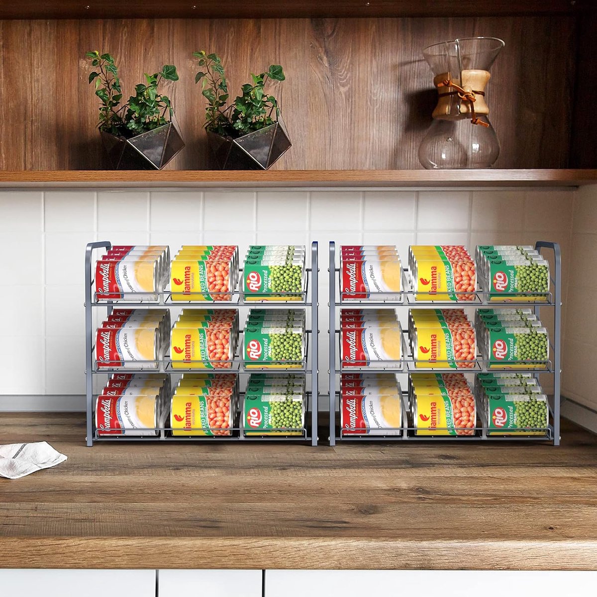 Blikjeshouder koelkast, blikjesdispenser koelkast organizer, blikjesrek organizer, set van 2 koelkast blikjesdispensers voor drankblikjes, bier, ingeblikt voedsel opslag blikjesrek met 3 niveaus,