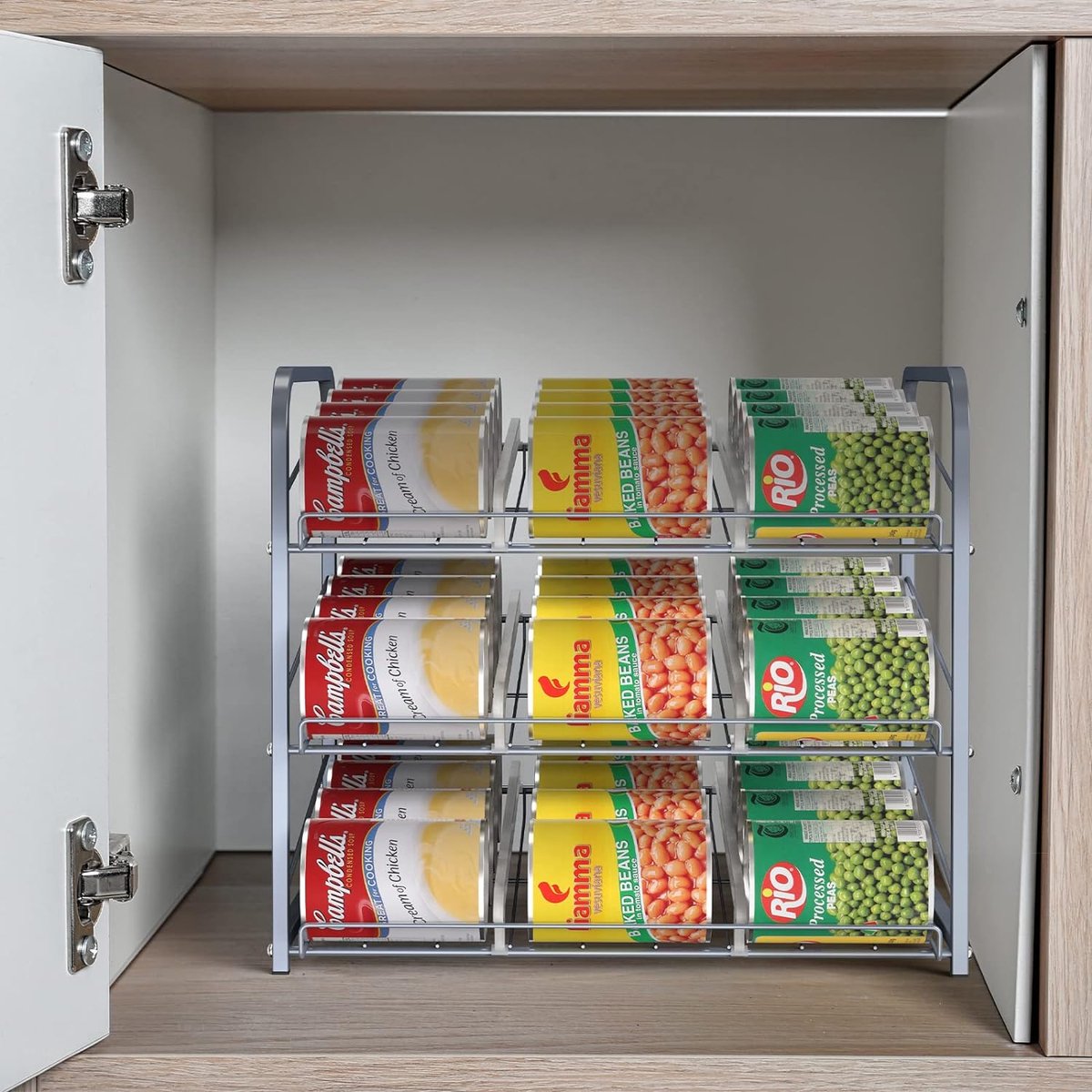 Blikjeshouder koelkast, blikjesdispenser koelkast organizer, blikjesrek organizer, set van 2 koelkast blikjesdispensers voor drankblikjes, bier, ingeblikt voedsel opslag blikjesrek met 3 niveaus,