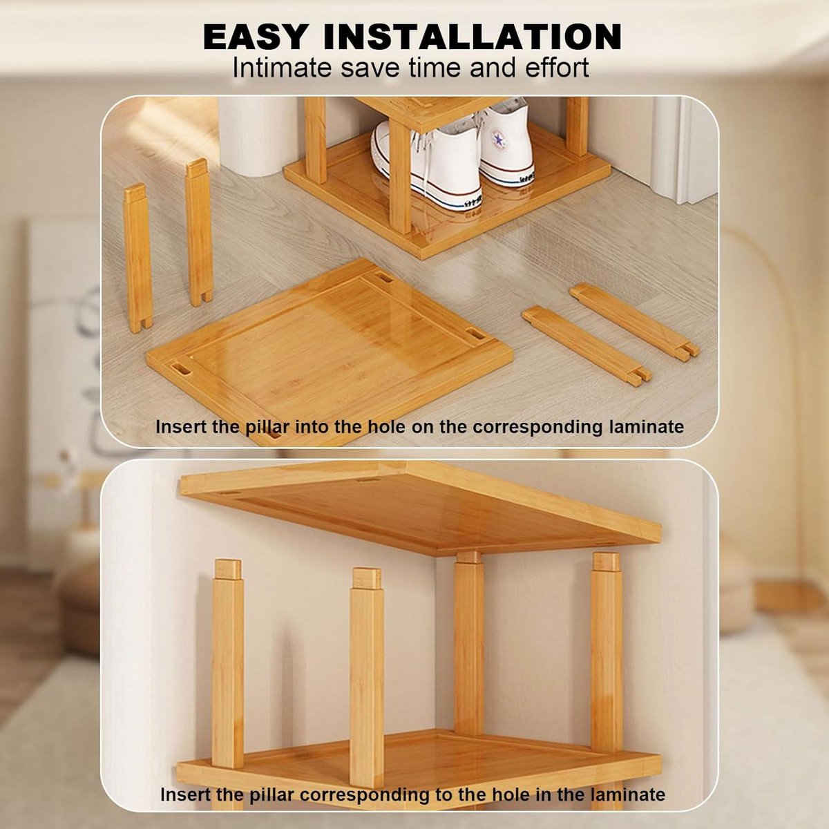 Schoenenrek 7-laags - Ruimtebesparend Verticaal Bamboe - Ingang Woonkamer Slaapkamer - 25 x 23 x 115 cm schoenenopslag garage