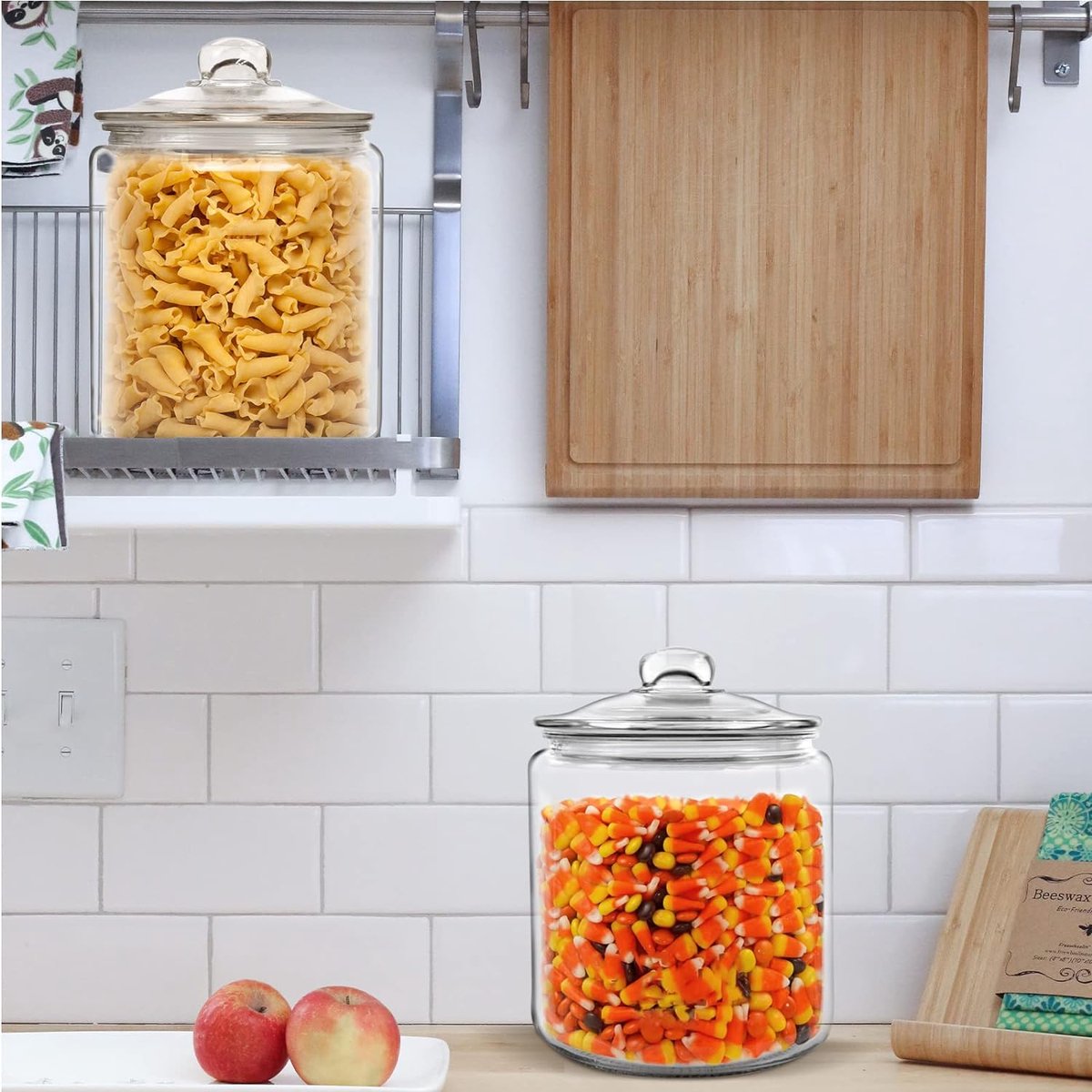 Large Storage Jars with Lid, Airtight, 5800ml Large Glass Container with Lid, Kitchen Storage Jar for Flour, Biscuits, Nuts, Pasta and Coffee Beans, Transparent.