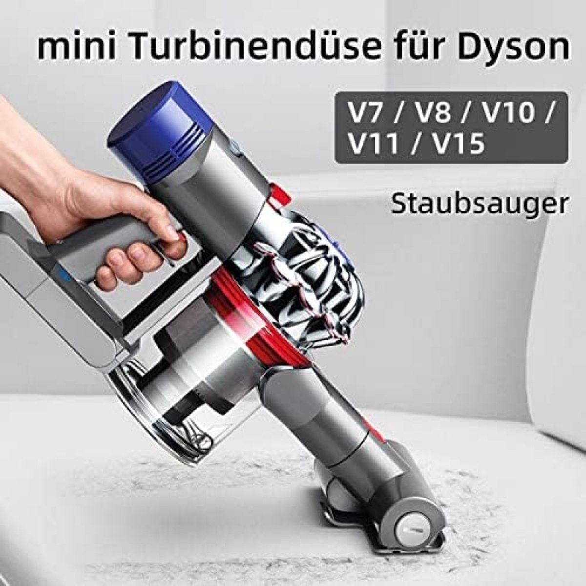 Mini-turbinemondstuk voor Dyson V7/V8/V10/V11/V15 stofzuiger, Quick Release borstelrol voor bank, autostoel, stoel, verwijdert mijten en allergenen