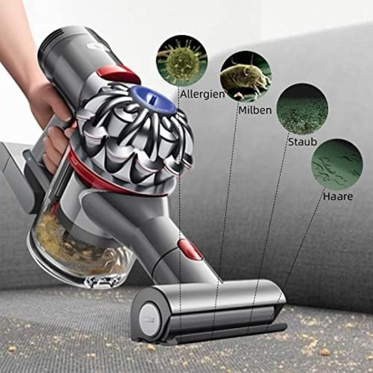 Mini-turbinemondstuk voor Dyson V7/V8/V10/V11/V15 stofzuiger, Quick Release borstelrol voor bank, autostoel, stoel, verwijdert mijten en allergenen