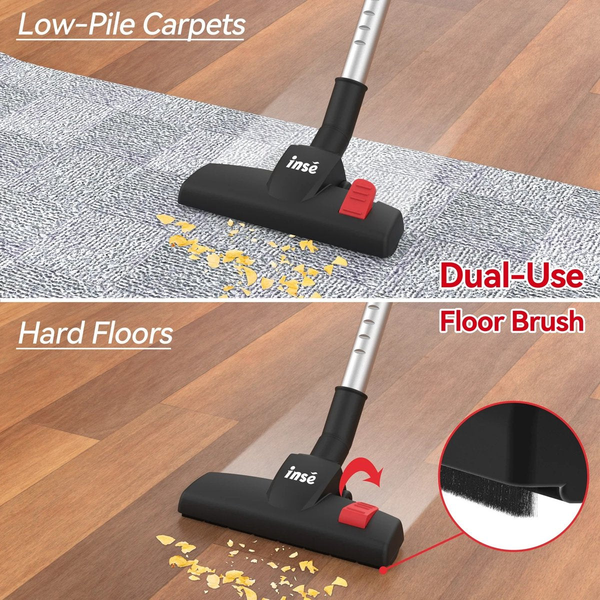 Steelstofzuiger met snoer - Stofzuiger - Handstofzuiger - Stofzuiger - 2-in-1 borstel - 600W - Voor elk oppervlak - Lichtgewicht - 7 meter snoer