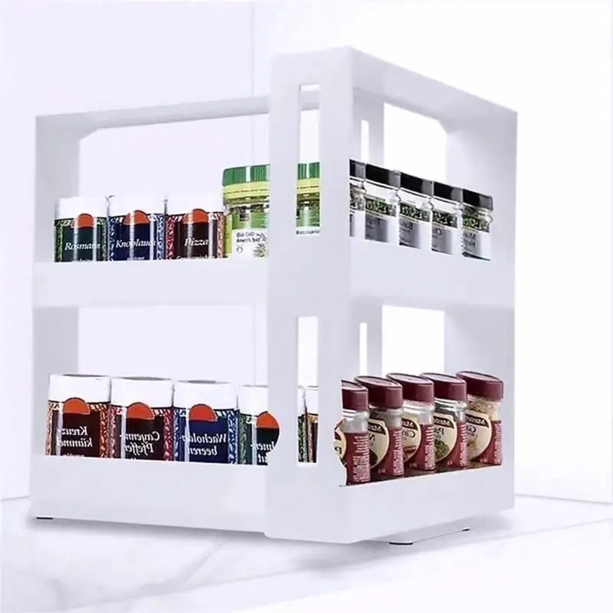 Keuken kruiden organizer - Rek - Staand - Keukenkast - Uitschuifbaar - Kruidenrek - Opbergsysteem - Opbergen - Kruidenhouder - Draaibaar