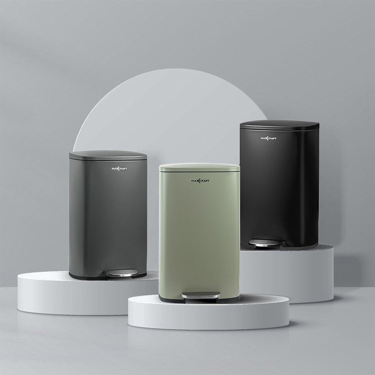 Stalen pedaalemmer met kunststof binnenemmer, softclose deksel, voor keuken, badkamer of kantoor, 50 liter in zwart