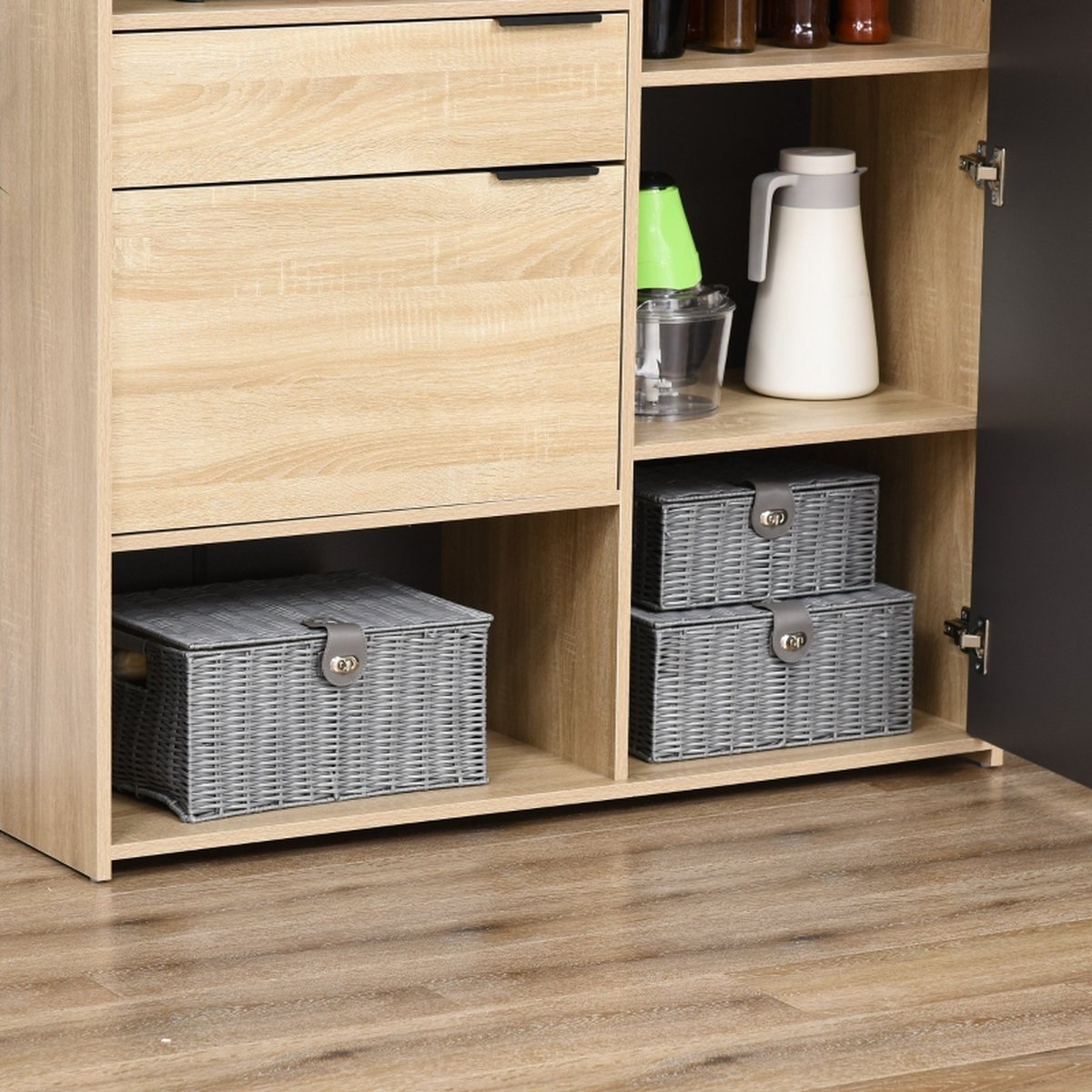Storage basket with lid - Storage box - Storage baskets - Storage bins - Grey - 35.5 cm x 28.5 cm x 18 cm
