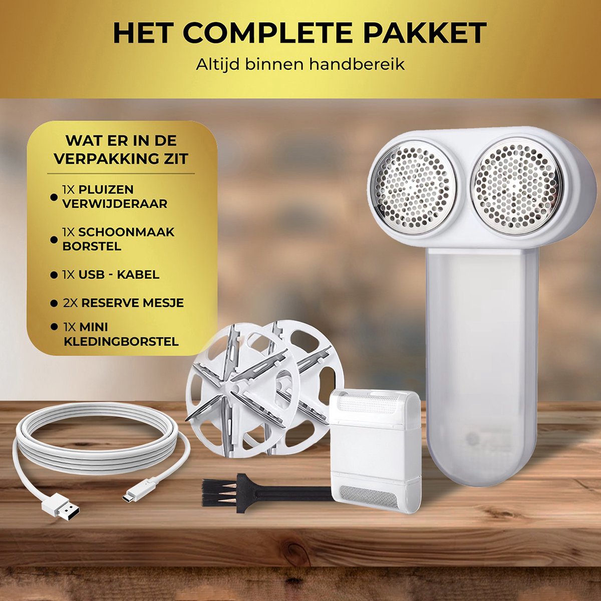 MostEssential Premium Elektrische Pluizenverwijderaar LR218 – Pluizentondeuse - USB-C Snellaadfunctie - Draadloos - 2000 mAh Batterij - 17.000 RPM - DOUBLE Blade Edition