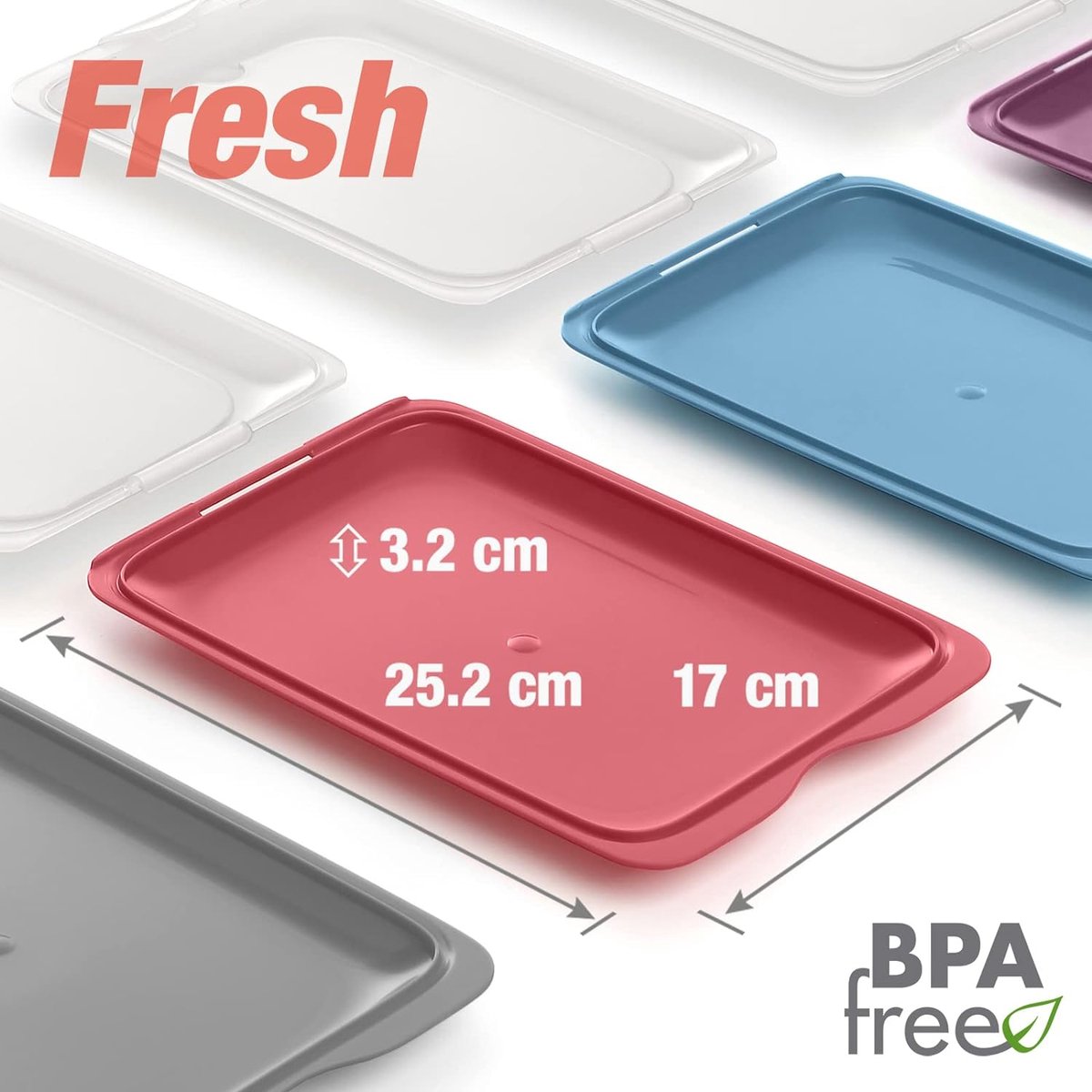 High-quality fresh food containers for deli meats Fresh System. Optimal storage in the refrigerator, dimensions 17 x 3.2 x 25.2 cm (8x Practic)