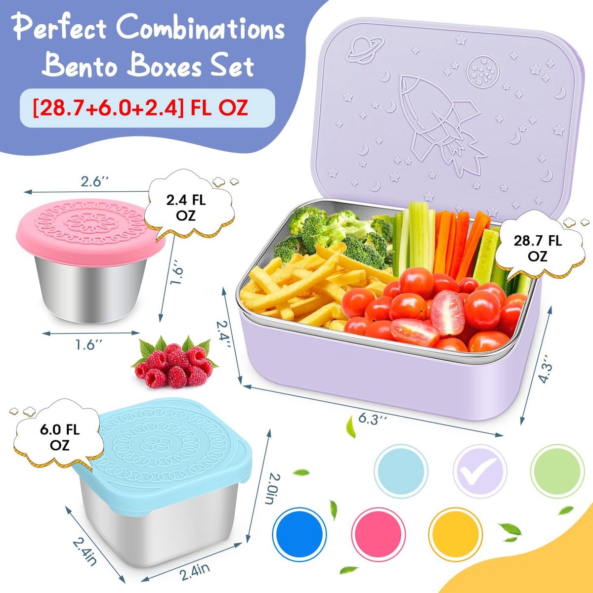 3-delige roestvrijstalen Bento Box lunchboxset, 850 ml, lekvrij, broodtrommel voor volwassenen met siliconen deksel en beschermhoes, kleine metalen broodtrommel, lunchboxen, sausbeker,